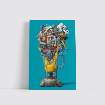 Surreal Blender Pop Art Teal Background