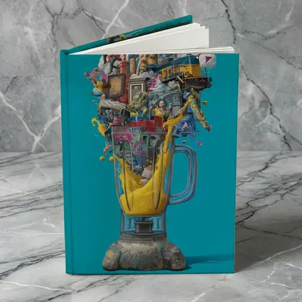 Surreal Blender Pop Art Teal Background