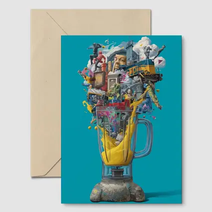 Surreal Blender Pop Art Teal Background
