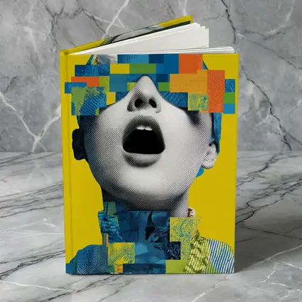 Pop Art Woman Collage Yellow Background