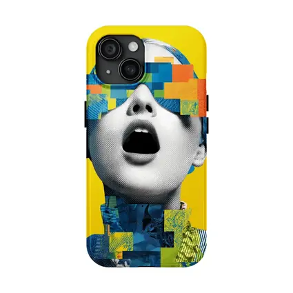 Pop Art Woman Collage Yellow Background