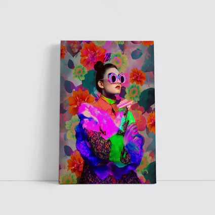 Neon Fashion Woman Floral Pop Art