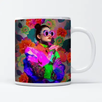 Neon Fashion Woman Floral Pop Art