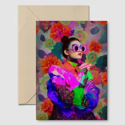 Neon Fashion Woman Floral Pop Art