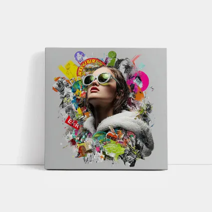 Woman Sunglasses Pop Art Collage Style