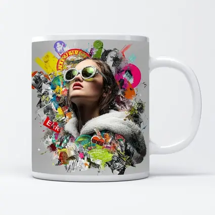 Woman Sunglasses Pop Art Collage Style
