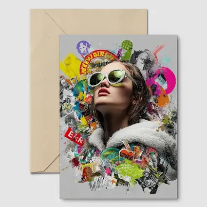 Woman Sunglasses Pop Art Collage Style
