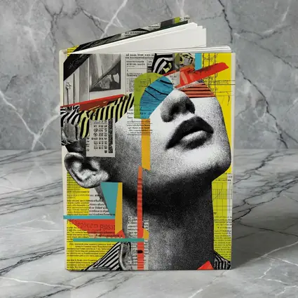 Woman Collage Art Newspaper Bold Colors
