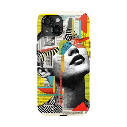 Woman Collage Art Newspaper Bold Colors
