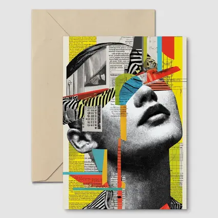 Woman Collage Art Newspaper Bold Colors