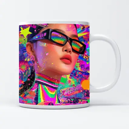 Neon Pop Art Woman Formula Racing Car