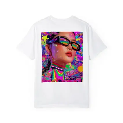 Neon Pop Art Woman Formula Racing Car