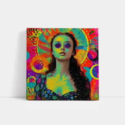 Psychedelic Woman Portrait Colorful Abstract Background