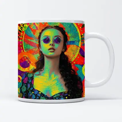 Psychedelic Woman Portrait Colorful Abstract Background