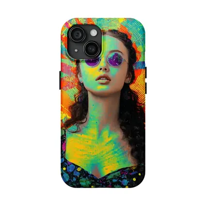 Psychedelic Woman Portrait Colorful Abstract Background