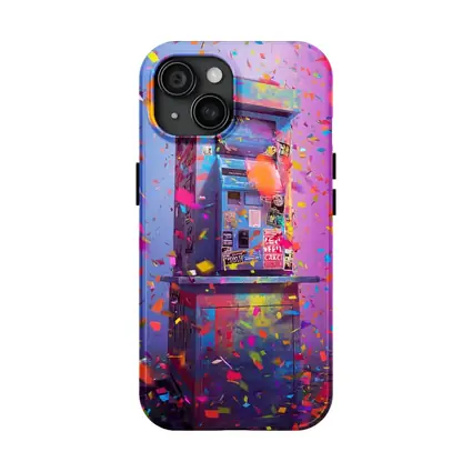 Colorful Arcade Machine Confetti Purple Background