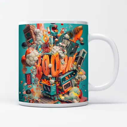 Boom Graffiti Street Art Teal Background