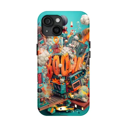 Boom Graffiti Street Art Teal Background