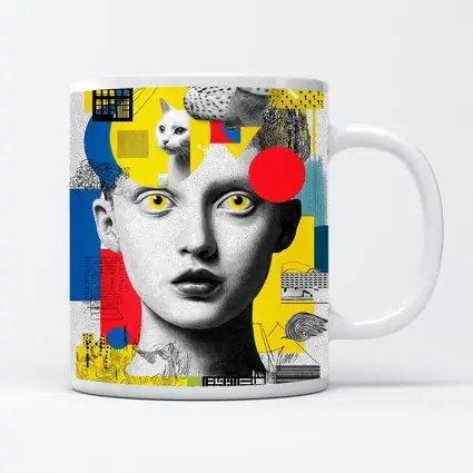 Pop Art Collage Woman With Yellow Eyes