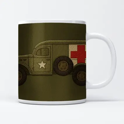 WWII Military Ambulance Truck Embroidery Art