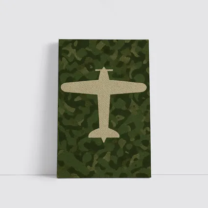 Military Airplane Silhouette On Camouflage Background