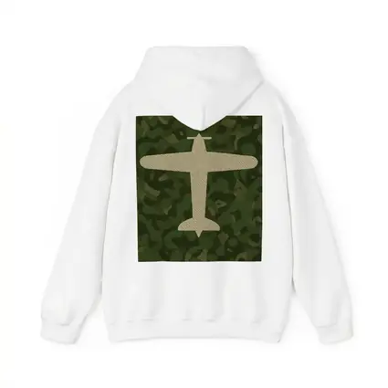 Military Airplane Silhouette On Camouflage Background