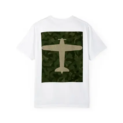 Military Airplane Silhouette On Camouflage Background