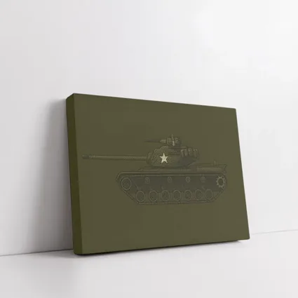 Military Tank Sketch Olive Green Background