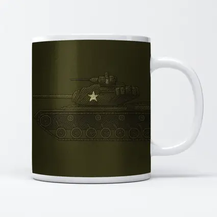Military Tank Sketch Olive Green Background