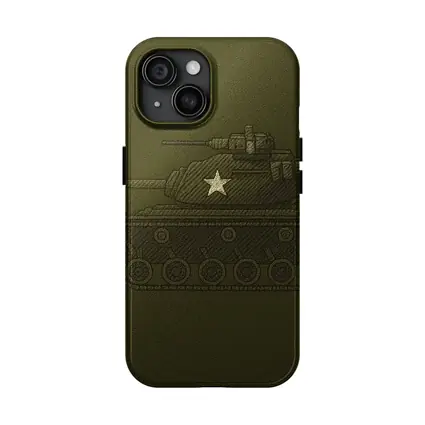 Military Tank Sketch Olive Green Background