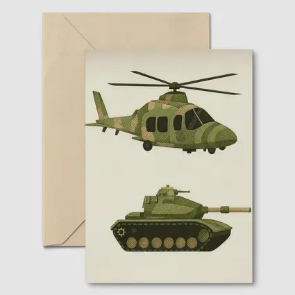 Military Helicopter and Tank Camouflage Art