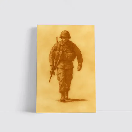 WWII Soldier Sketch Sepia Tone Art