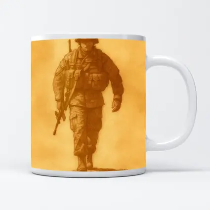 WWII Soldier Sketch Sepia Tone Art
