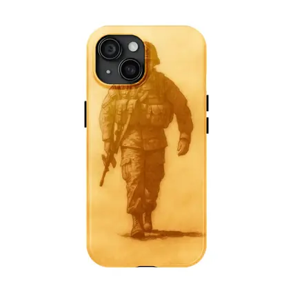 WWII Soldier Sketch Sepia Tone Art