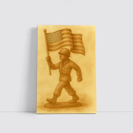 Toy Soldier Marching With American Flag