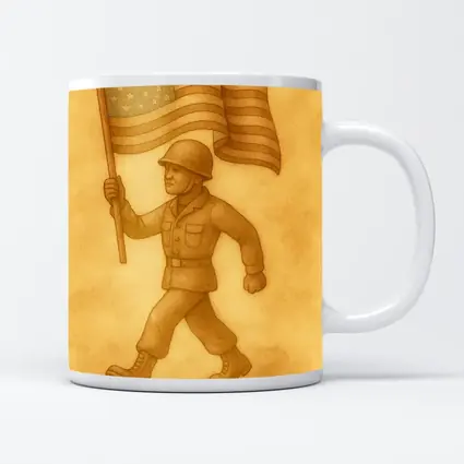 Toy Soldier Marching With American Flag