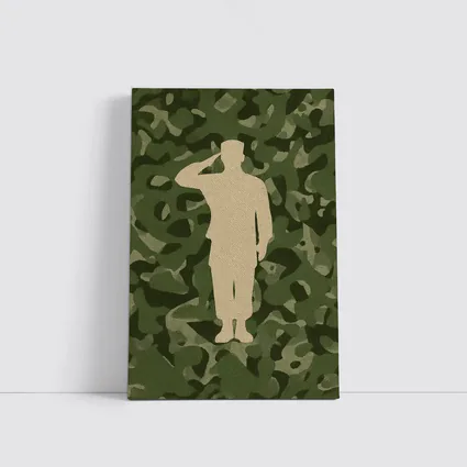 Saluting Soldier Silhouette Green Camouflage Background