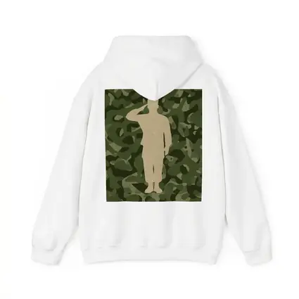 Saluting Soldier Silhouette Green Camouflage Background
