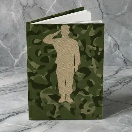 Saluting Soldier Silhouette Green Camouflage Background