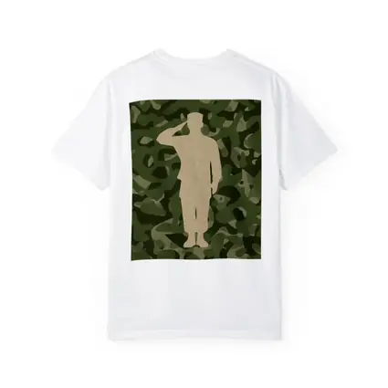 Saluting Soldier Silhouette Green Camouflage Background