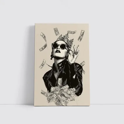 Queen Crown Sunglasses Money Rain Black White