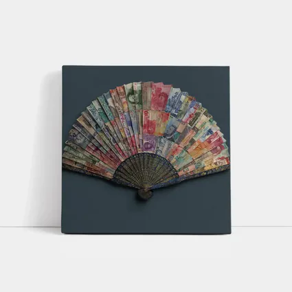 World Currency Fan Money Art Dark Background
