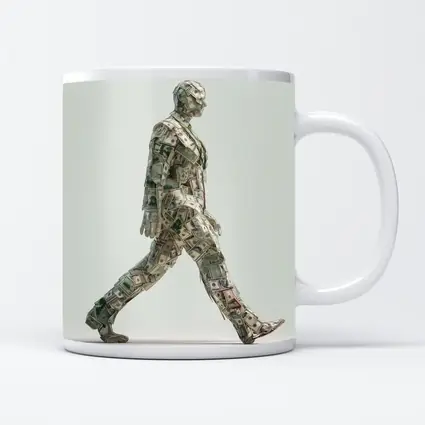 Walking Man Figure Made Of Dollar Bills