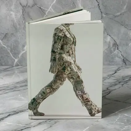 Walking Man Figure Made Of Dollar Bills