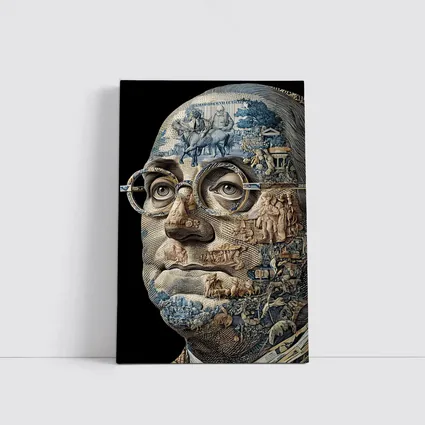 Engraved Portrait Face Currency Art Style