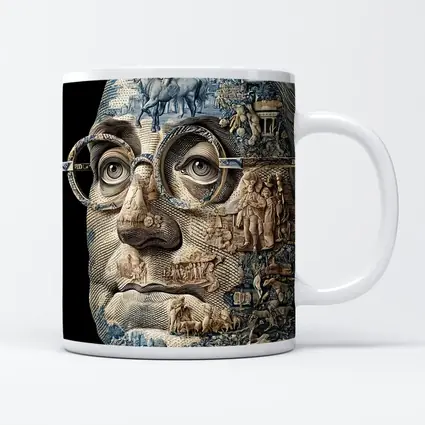 Engraved Portrait Face Currency Art Style