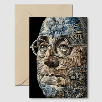 Engraved Portrait Face Currency Art Style
