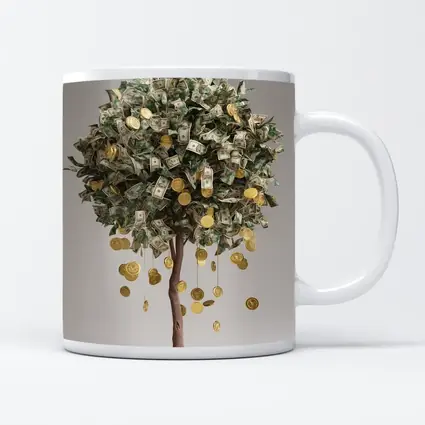 Money Tree Gold Coins Dollar Bills Art