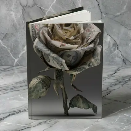 Dollar Bill Rose Origami Gray Background