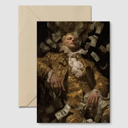 Baroque Man Reclining Surrounded By Money